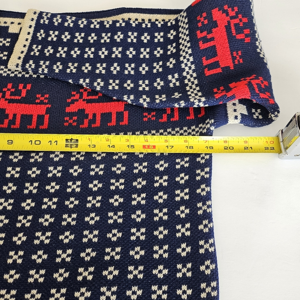 An Olympic Original Medium Nordic Sweater Norway Navy Red Deer Fair Isle Wool - Picture 8 of 10